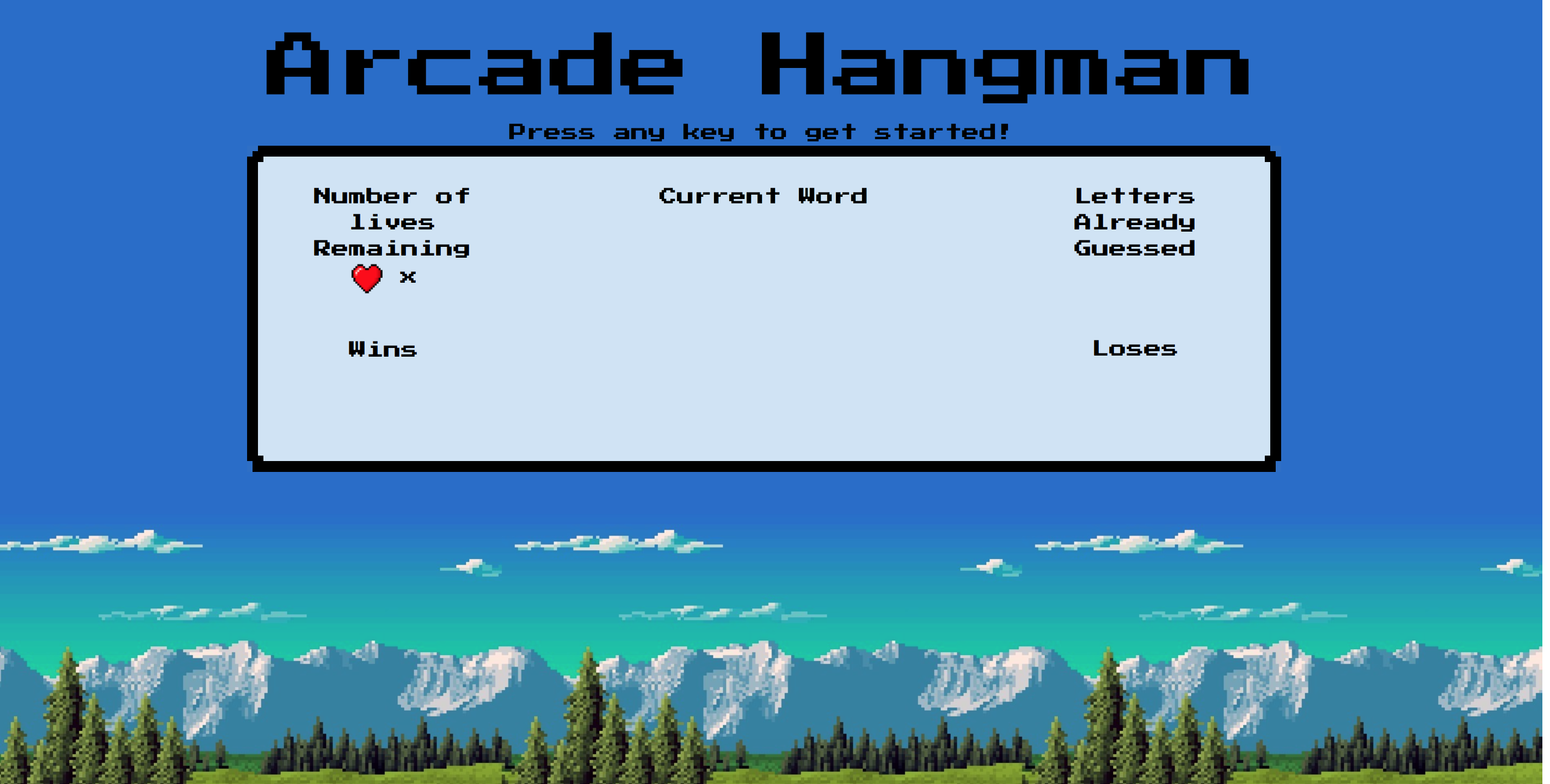 Screenshot of Arcade Hangman Site